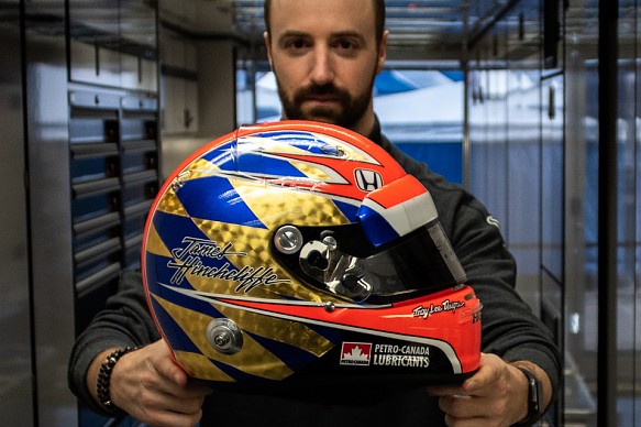 James Hinchcliffe Greg Moore helmet James Hinchcliffe Greg Moore helmet